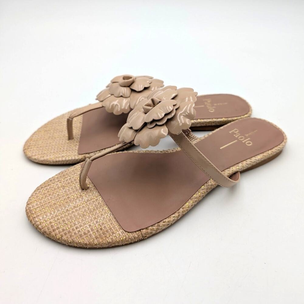Linea Paolo Laurel Flower Sandals Open Toe Women's Tan Size US8M EU38.5